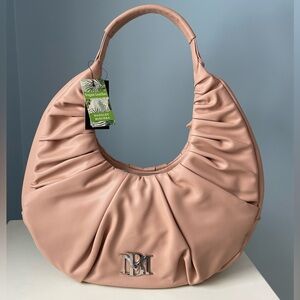 NWT BADGLEY MISCHKA Pleats Shoulder Bag in Vegan Leather